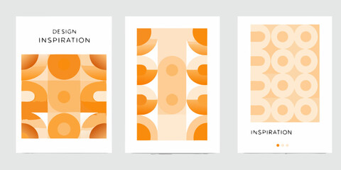 Naklejka premium Abstract geometric design inspiration posters with orange and peach circles and squares