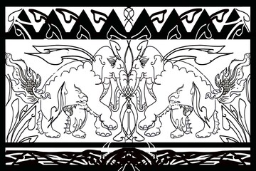Design a fabric pattern in the ideal Thai elephant style.