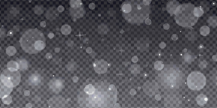 Abstract bokeh lights and sparkles overlay on a dark transparent grid background