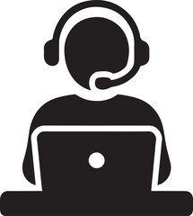Tech support computer icon representing customer assistance and IT help service, modern vector.