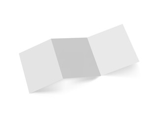 Trifold A4 Flyer Mockup. Blank Brochure Template - A4 Paper Leaflet, Flyer, Brochure or Leaflet Design Template with Shadows on Gray Background for Printed Presentation