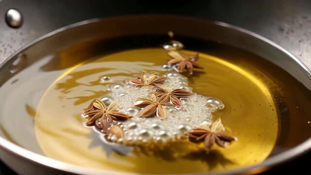 Langar Preparation Star Anise Infusion in Oil for Sikh Community Meal at Guru Nanak Jayanti Festival