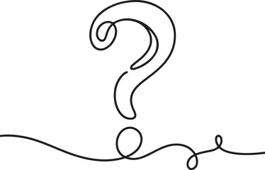Question Mark Icon Continuous Line Drawing  Minimal Outline Vector Illustration