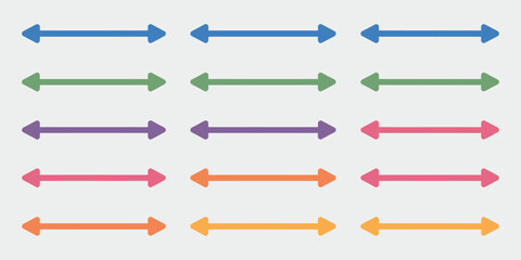 Fototapeta premium Straight Arrow Vector Collection – Basic Arrows with Multiple Tip Designs, Left, Right, and Double-Tipped for Illustration, Navigation, and Graphic Design