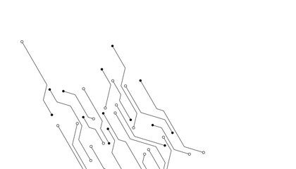 Technology black circuit diagram concept. High-tech circuit board connection system.Vector abstract technology on a white background.