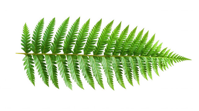 A single fern frond with many leaflets isolated against a black background in a studio shot image on transparent background