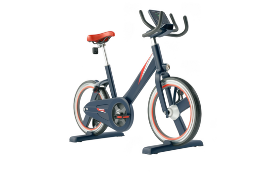 High resolution indoor exercise bike stationary cardio training fitness equipment illustration image for gym and home use isolated on transparent background