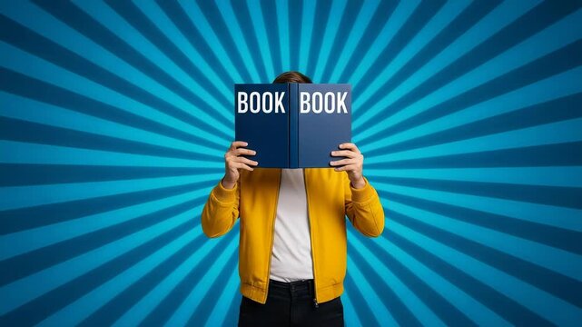 Person holding a book with the word book on it