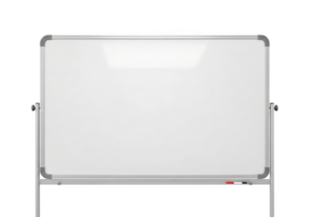 High resolution whiteboard dry erase board for presentations meetings and brainstorming sessions png file isolated on transparent background