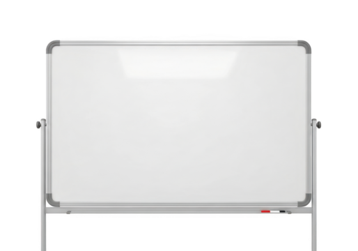 High resolution whiteboard dry erase board for presentations meetings and brainstorming sessions png file isolated on transparent background