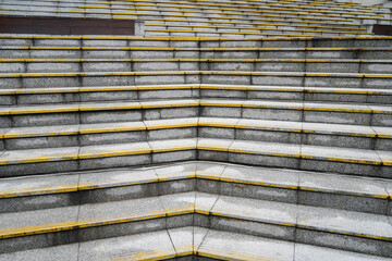Empty concrete steps.  Concrete staircase, ascent and descent. Building concrete staircase in the city.