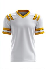 White football jersey with gold accents