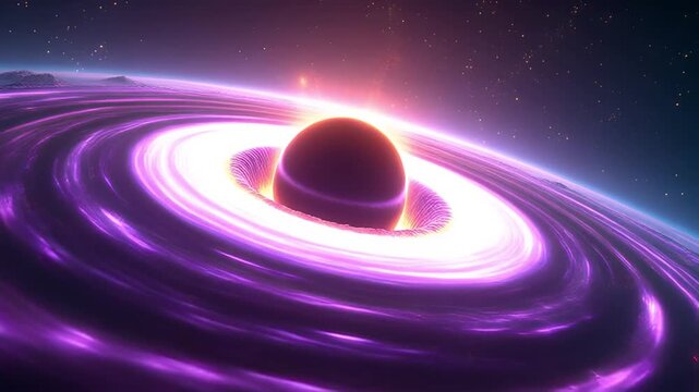 Cosmic Black Hole Accretion Disk Swirling Nebula in Deep Space