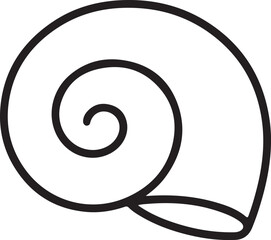 Simple black outline drawing of a spiral seashell on a white background