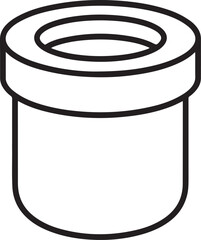 Simple line drawing of a cylindrical object with a rimmed opening
