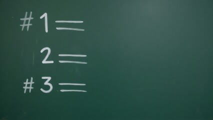 Green chalkboard with hand-drawn numbering for list, education concept