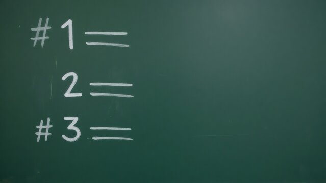 Green chalkboard with hand-drawn numbering for list, education concept