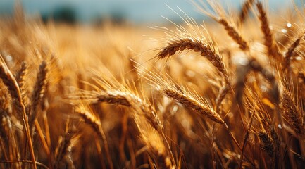 Fototapeta premium Golden wheat field bathed in sunlight (1)