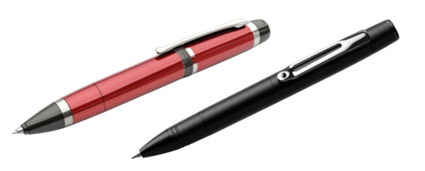 Crossed red and black executive ballpoint pens
