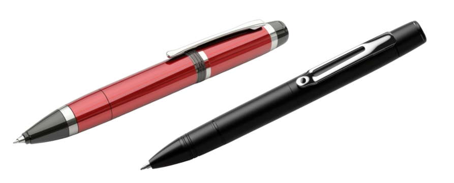 Crossed red and black executive ballpoint pens