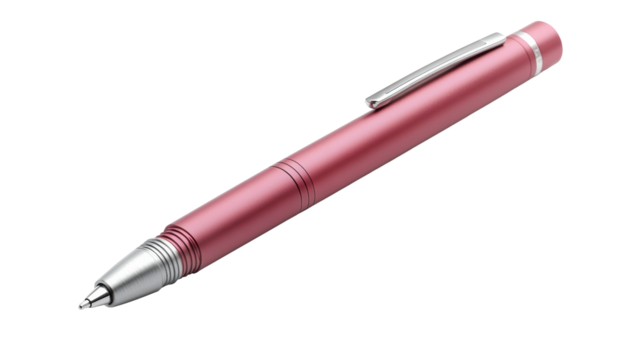Red metallic pen close-up tip view
