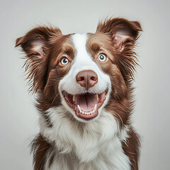 Happy smiling border collie dog with open mouth, showcasing its playful and friendly nature. This joyful expression captures essence of canine