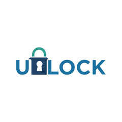Typography Text Unlock  Logo Design Vector Inspiration.