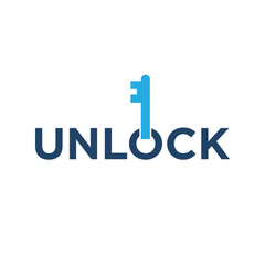 Typography Text Unlock  Logo Design Vector Inspiration.