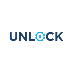 Typography Text Unlock  Logo Design Vector Inspiration.