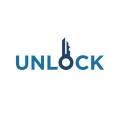Typography Text Unlock  Logo Design Vector Inspiration.