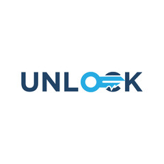 Typography Text Unlock  Logo Design Vector Inspiration.