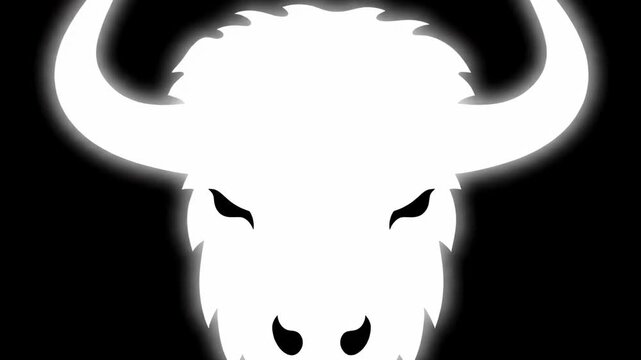 Glowing White Bull A Powerful Symbol on Black.