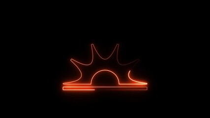 Glowing orange neon libra zodiac symbol abstract animation dark background celestial astrology horoscope zodiacal