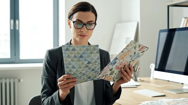 Designer Comparing Two Print Samples in Studio