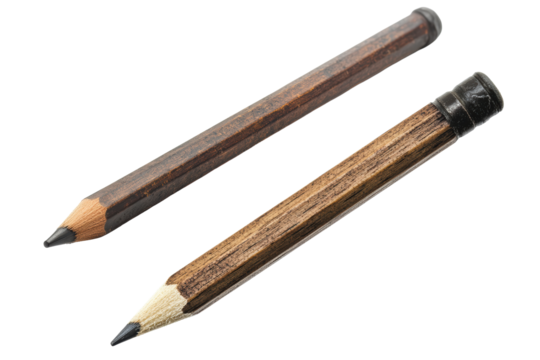Pair of natural wood pens on white
