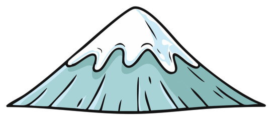 Simple Stylized Mountain Illustration with White Snowcap and Blue Slopes Isolated Design Element