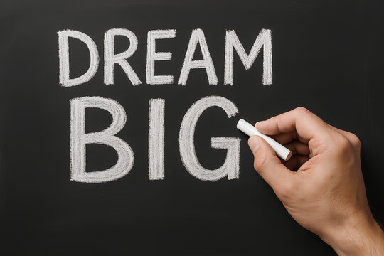 Dream Big Chalkboard Message with Hand Writing in Chalk - Powered by Adobe