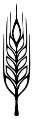 Stylized black wheat stalk graphic symbol for agriculture and harvest