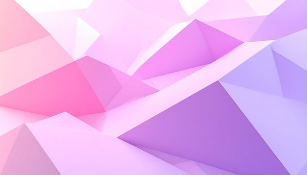 Abstract pastel geometric shapes, pink to purple gradient, creating a low-poly surface. Soft lighting