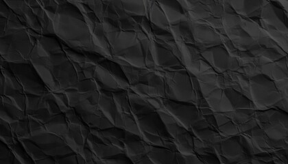 Textured Black Crumpled Paper Surface with Deep Shadows and Creases