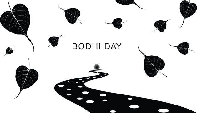 Bodhi day with falling bodhi leaves