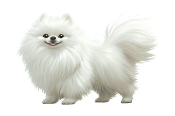 Obraz premium Happy fluffy white Pomeranian dog facing forward 