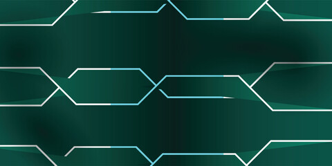 Abstract futuristic background with interconnected white and blue lines on a dark teal surface, representing technology and data networks.
