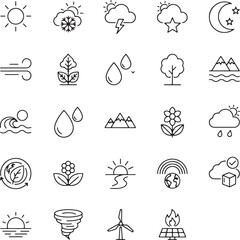 Collection of weather and nature icons