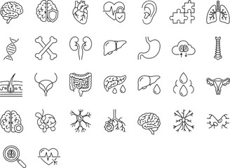 Collection of handdrawn medical organ icons