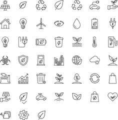 Collection of ecofriendly and sustainability icons