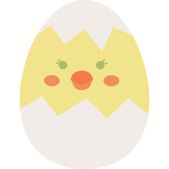 Cute cartoon chick hatching from a cracked egg with yellow and white colors perfect for Easter celebrations
