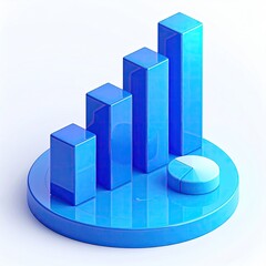 3D bar & pie chart, blue, glossy