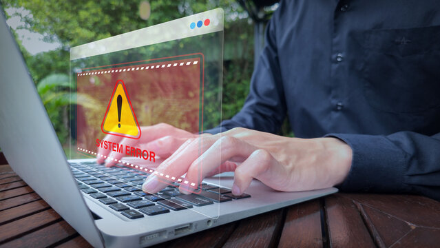 Laptop System Error Warning, Browser Interface Cybersecurity Alert