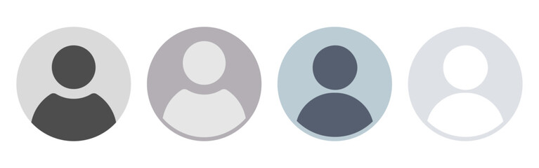 User profile icon set. Default avatar or person icon. Person and Profile, User silhouette isolated on background